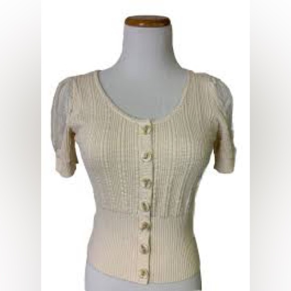 Anthropologie Cream Blouse with Elegant Design - Picture 1 of 4